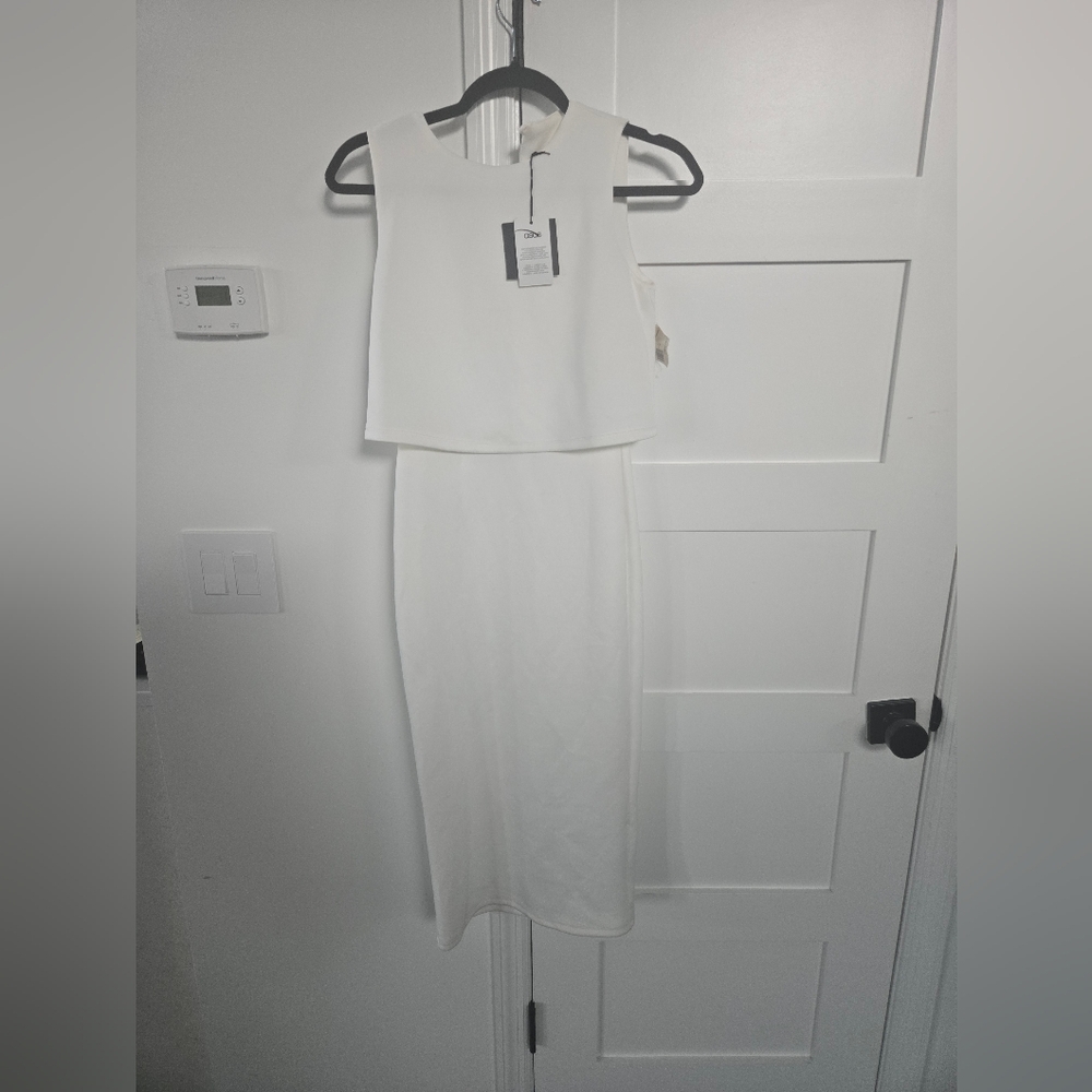 ASOS White Sheath Dress Mock Neck Sleeveless